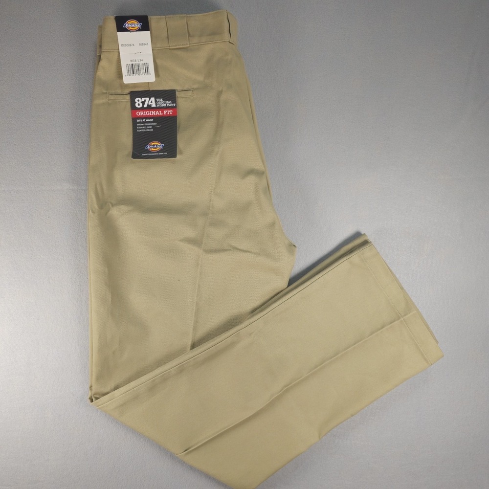Dickies 874 Original Fit Work Pants Mens 38x34 Khaki NWT Classic Workwear